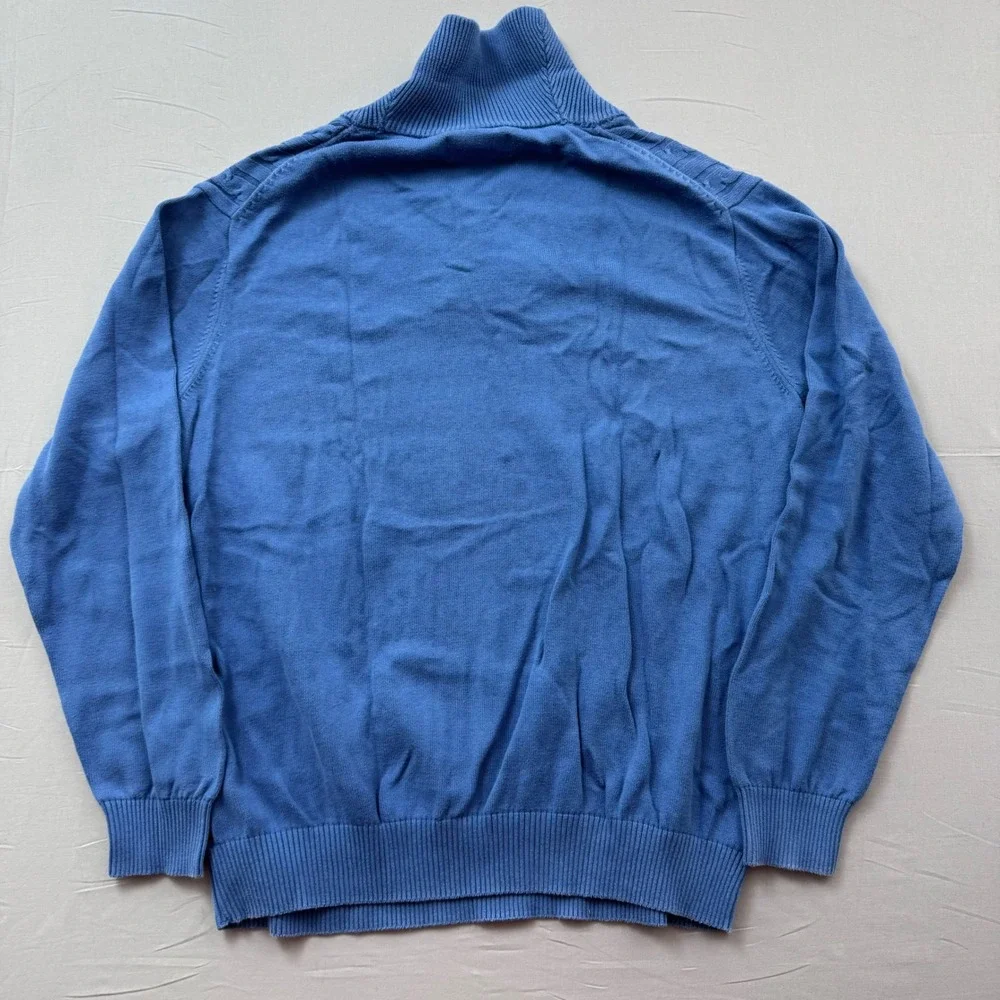 Southern Pines Mens XL Blue Cable Knit Shawl Collar Cotton Sweater Pullover